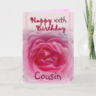 Cartão COUSIN - Feliz aniversário do xxxxx - Rosa Rosa R
