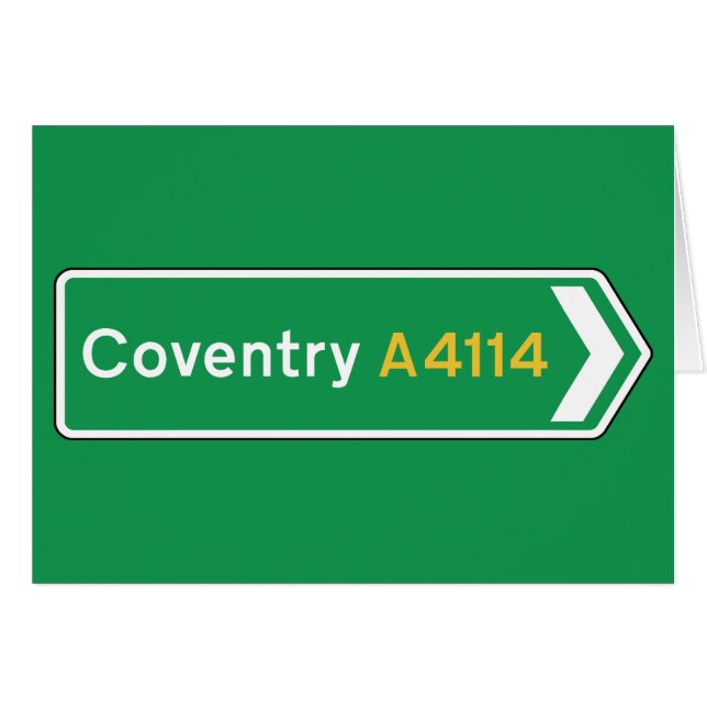 Cartão Coventry, sinal de estrada BRITÂNICO (Frente Horizontal)