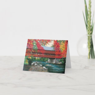 Cartão Covered Bridge in Autumn's Bounty Note Card