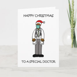 Cartão Covid 19 Feliz Xmas Africano Médico Masculino Amer