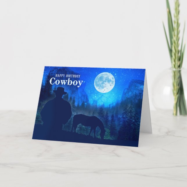 Cartão Cowboy Birthday Western Themed Moonlit Mounts (Frente)