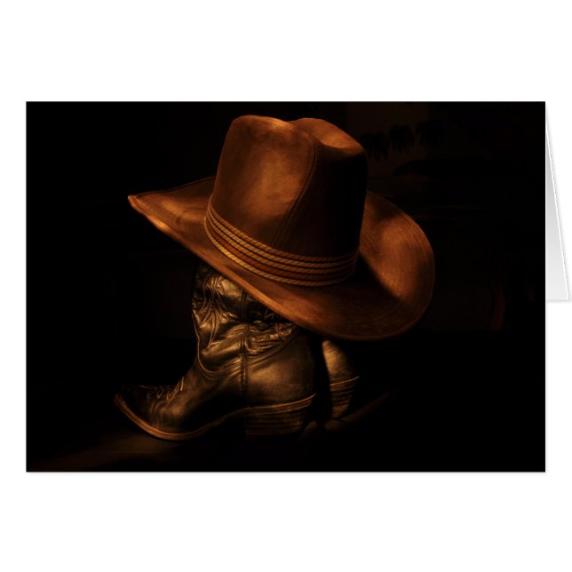 Cartão Cowboy Boots and Hat Bronze Western Card (Frente Horizontal)