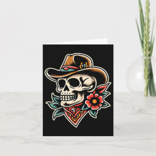 Cartão Cowboy Caveira Tradicional Tatuagem Artista Inclus