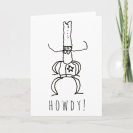 Cartão Cowboy Howdy Cartoon Drawing Doodle Greeting Card
