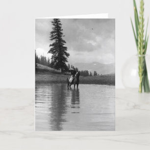 Cartão Cowboy in a pond