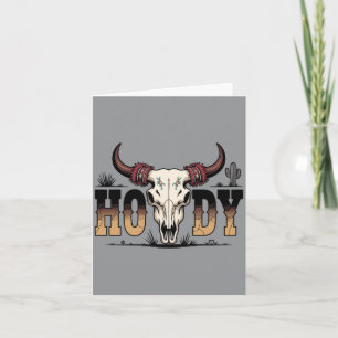 Cartão Cowboy Masculino Howdy Caveira Western Texas Rodei