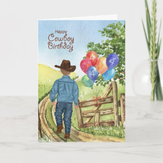 Cartão Cowboy Ocidental com o 4º aniversário do Bailão