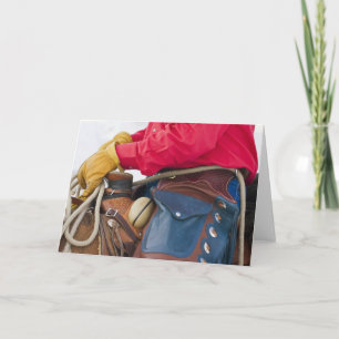 Cartão Cowboy on Horse wearing Leather Chaps