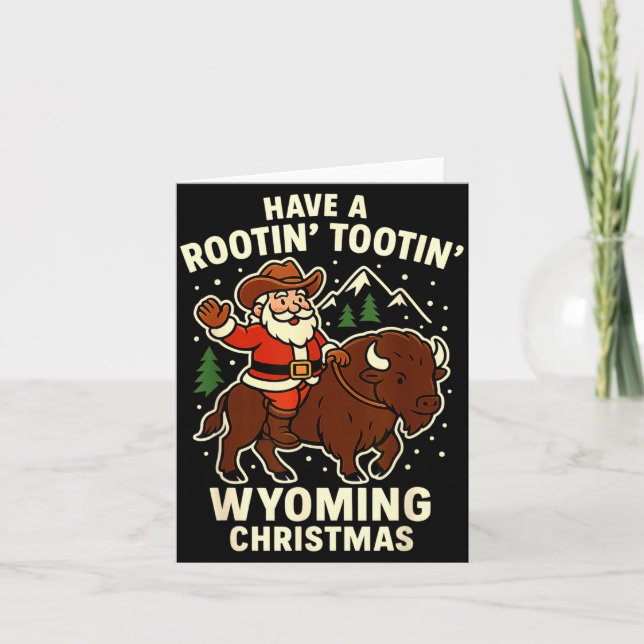 Cartão Cowboy Santa Shirt Wyoming Christmas Buffalo Holid (Frente)