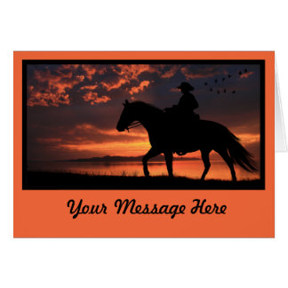 Cartão Cowboy Sunset em laranja