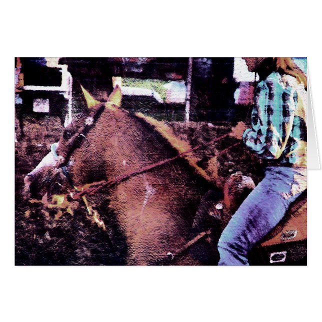 Cartão Cowgirl e Horse (Frente Horizontal)