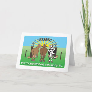 Cartão Cows coming home humorous birthday card