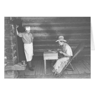 Cartão Cozinha assistindo um cowboy jogando cartas 2