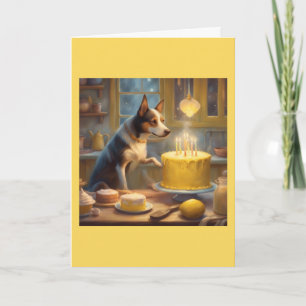 Cartão Cozinha Caprichosa Cottagecore Cachorro & Bolo de