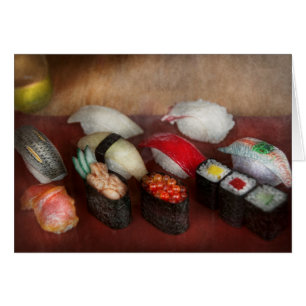 Cartão Cozinheiro chefe - comida - oh, eu comi o sushi a