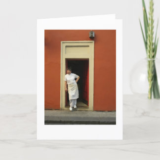 Cartão Cozinheiro chefe na escova seca de Praga da