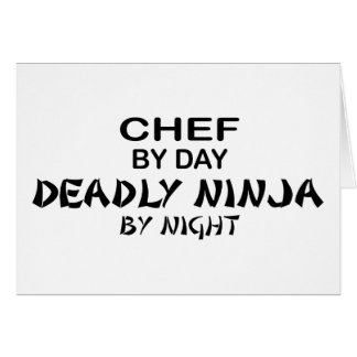 Cartão Cozinheiro chefe Ninja mortal em a noite