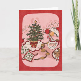 Cartão Cozy Christmas Scene Watercolor Holiday Card