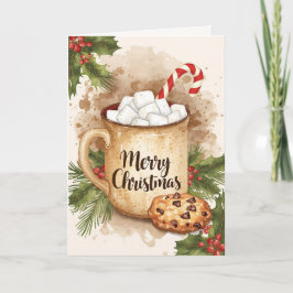 Cartão Cozy cocoa merry Christmas cookie holly festive