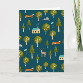 Cartão Cozy Forest Cabin and Animals