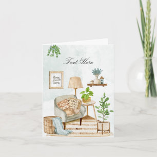Cartão Cozy home interior com plantas