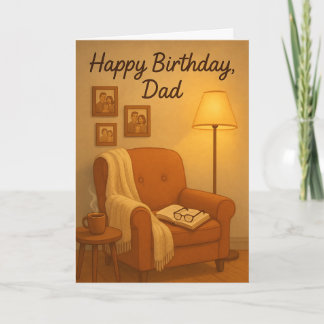 Cartão Cozy Reading Chair “Happy Birthday, Dad”