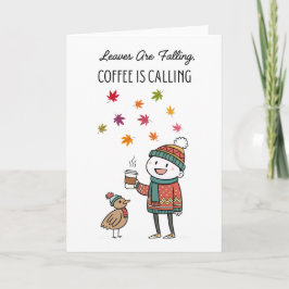 Cartão Cozy Thanksgiving Card with Turkey & Coffee