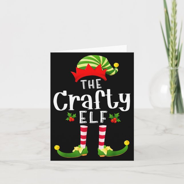 Cartão Crafty Christmas Elf Matching Pajama X-mas Party  (Frente)