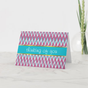 Cartão Cranberry e Teal Kat ZigZag Padrão