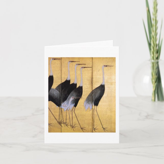 Cartão Crane, Ogata Korin, Belas Artes Japonesas (Frente)