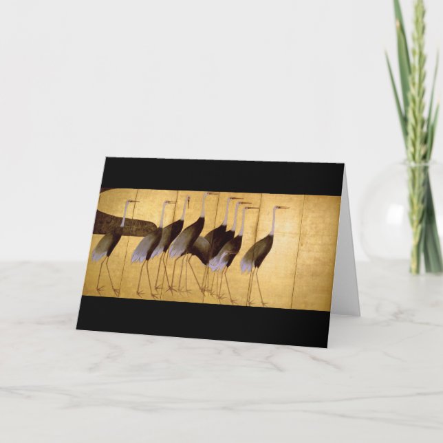 Cartão Crane, Ogata Korin, Belas Artes Japonesas (Frente)