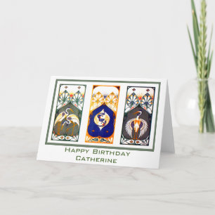 Cartão Cranes and Carp Happy Birthday Card