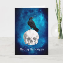 Crânio Assustador Corvo Feliz Halloween