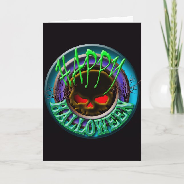 Cartão Crânio assustador feliz Dia do Dia (Frente)