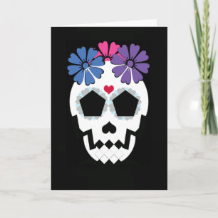 Cartão Crânio Com Flores