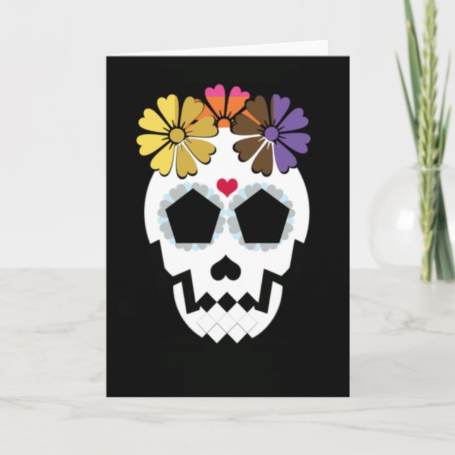 Cartão Crânio com flores (Frente)