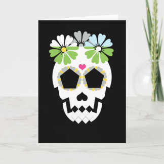 Cartão Crânio Com Flores