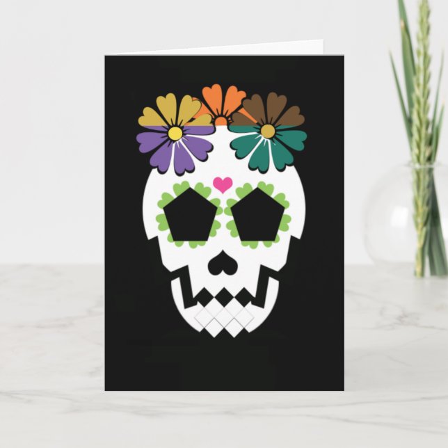 Cartão Crânio Com Flores (Frente)