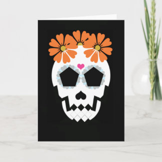 Cartão Crânio Com Flores De Laranja