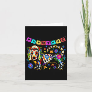 Cartão Crânio de Açúcar Mexicano Dachshund Bone Dia das B