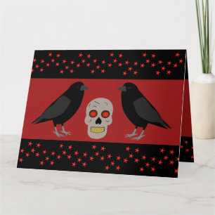Cartão Crânio Gótico e Guardião Ravens Personalizados 