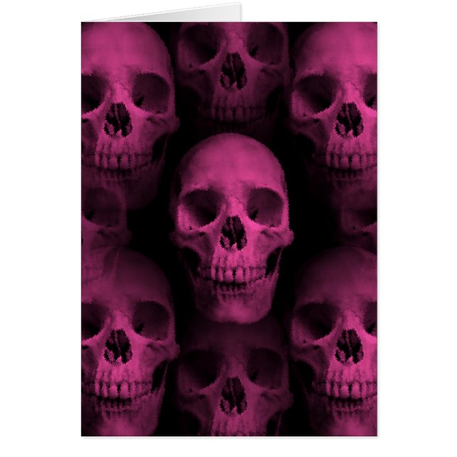 Cartão Crânio gótico, giro, rosa-rosa, giro (Frente)