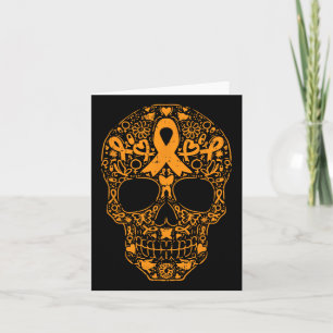 Cartão Crânio Laranja Fita Leucemia Cancer Sensibilização