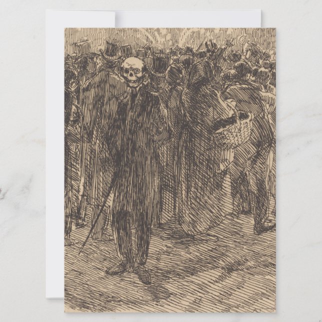 Cartão Crânio na multidão (por Albert Besnard) (Frente)