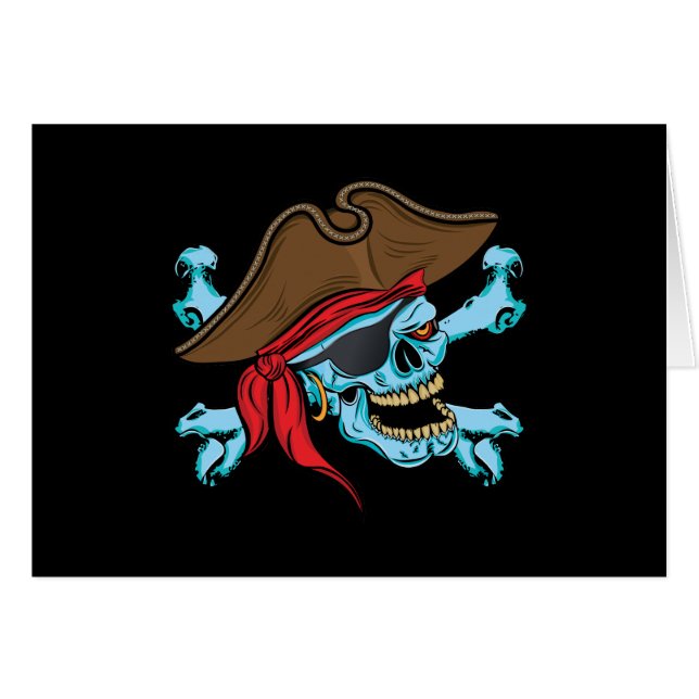 Cartão Crânio Pirata e Crossbone (Frente Horizontal)