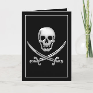 Cartão Crânio Pirata Glassado e Espadas Cruzadas