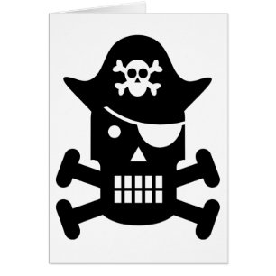 Cartão Crânio Robô e Silhueta Pirata Crossbones