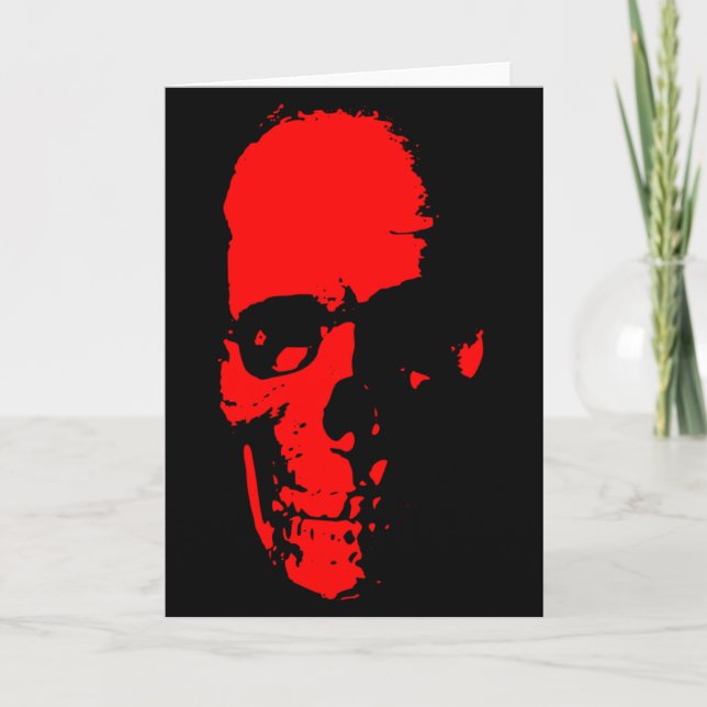 Cartão Crânio vermelho e preto (Frente)