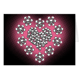 Cartão Crânios Coração e Flor