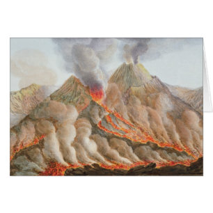 Cartão Cratera do Monte Vesúvio de um desenho original